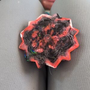 Red and Black Mandala Brooch